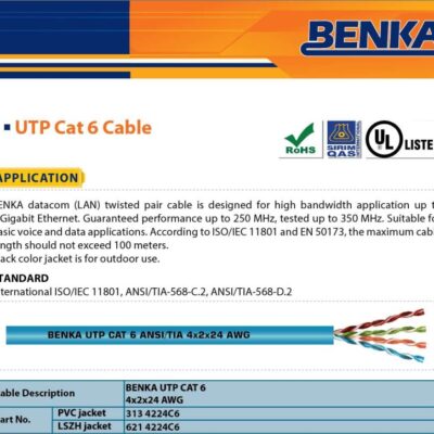 Benka Cáp Mạng U/UTP CAT.6 4×2×24AWG (313 4224C6)