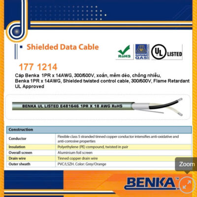 177 1214 Cáp báo cháy Benka 1PR x 14 AWG