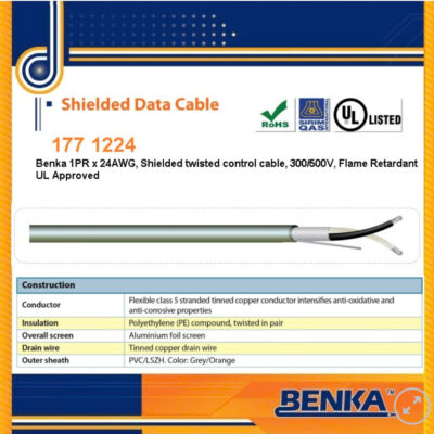 177 1224 Cáp báo cháy, chậm cháy Benka 1PR x 24AWG