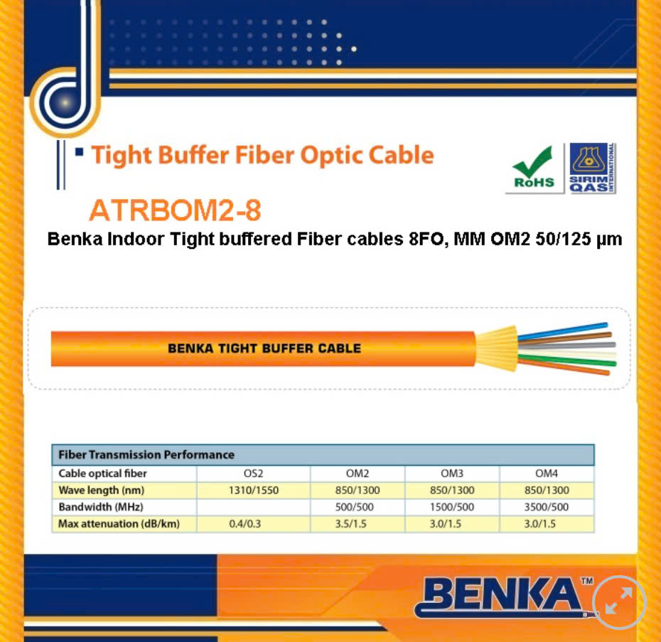 ATRBOM2-8 Cáp Quang Benka Fiber Cables 8FO, MM OM2 ATRBOM2-8 Cáp Quang Benka Fiber Cables 8FO, MM OM2