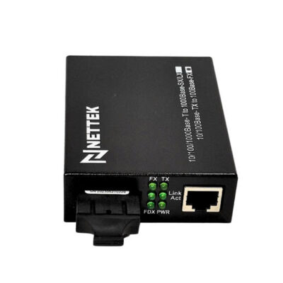 Bộ chuyển đổi quang điện 2 sợi quang tốc độ 10/100 Mbps NETTEK. Mã T-1F1E-SC20